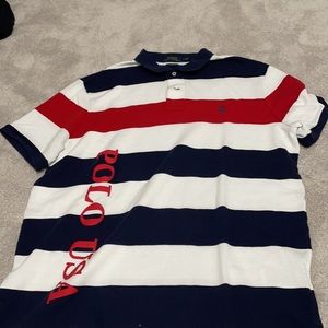 Men’s red white an blue stripe ralph lauren polo